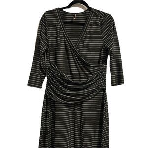 Honey & Lace Striped Crossover Fit & Flare Maxi Dress Womens Size Large USA